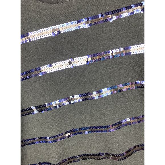 Womens Tory Burch Sequins Stripe Short Sleeve Sweater size Large Wool Blend - Picture 2 of 9